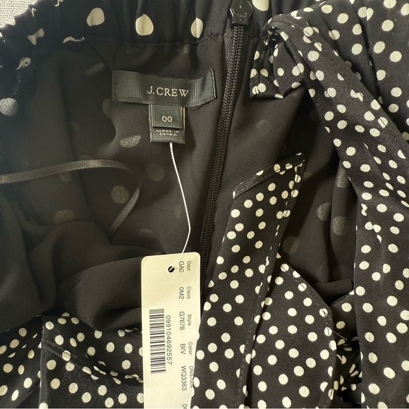 NWT J. Crew Silk Black White Polka Dot One-Shoulder Bow Top Size 00 - Picture 10 of 10